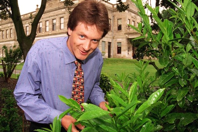 English Heritages regional horticulture officer Martin Coss examines the gardens in 1996.