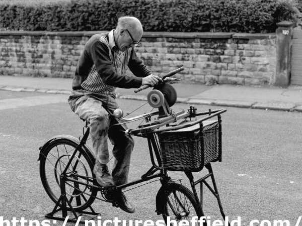 Mobile knife sharpening, Shirebrook Road, Heeley 1983