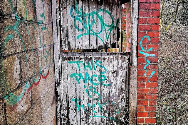Graffiti on a stable-style door.