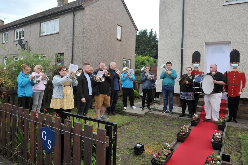 Unison Kinneil Band visited the homes of some of the retinue on Fair E'en