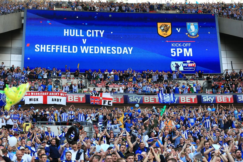 Sheffield Wednesday fans in the stands the Championship Play-Off Final