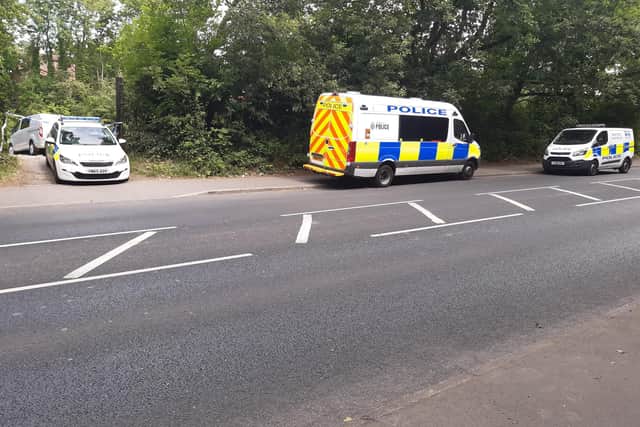 Residents near a Sheffield fishing lake have told of their shock after police launched a murder investigation on their doorsteps. Police vehicles are pictured along Herries Road as part of the investigation.