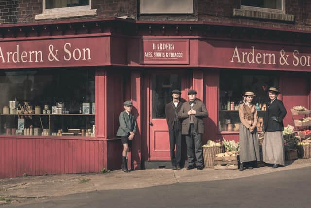 The Ardern family outside the shop on the corner of Derbyshire Lane and Norton Lees Road. Picture: BBC/Wall to Wall Media Ltd/Paul Husband