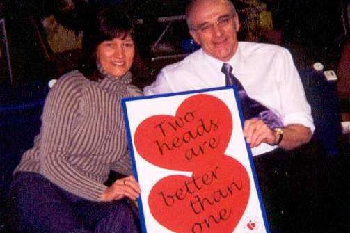 Graham and Ann Fellows of Coal Aston added their support to the National Blood Service's donor drive to coincide with Valentine's Day in 2004.