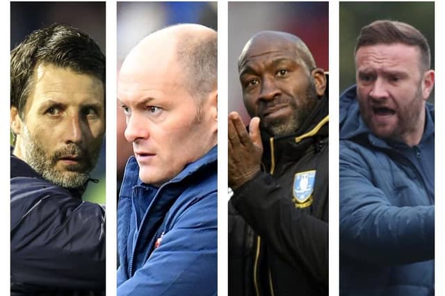 From left: Danny Cowley, Alex Neil, Darren Moore and Ian Evatt.