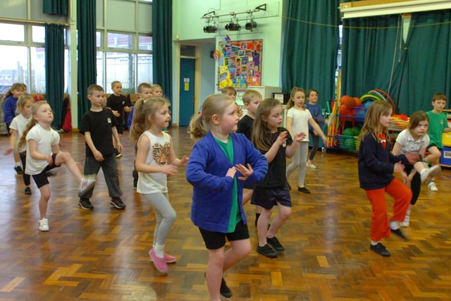 Pupils get into the swing of the workshop.