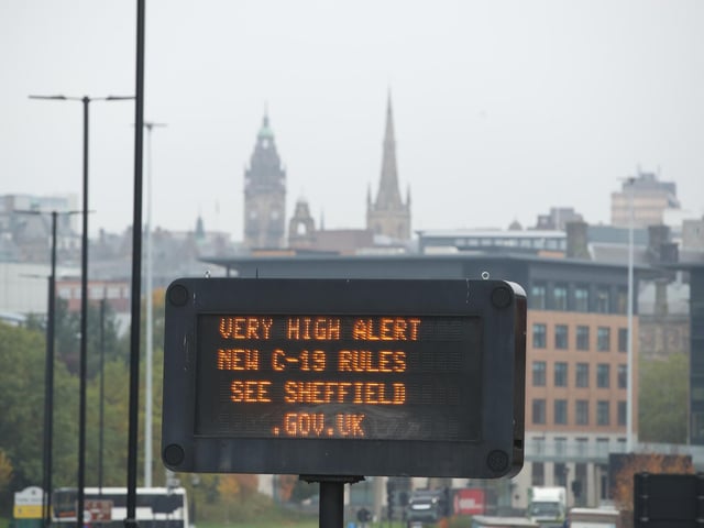 A coronavirus advice sign near Sheffield parkway.