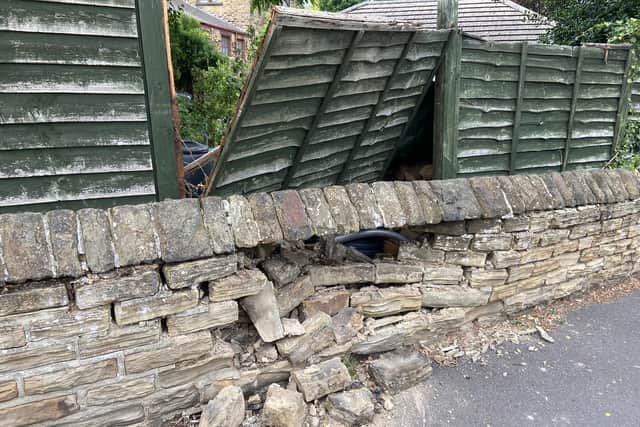 The driver smashed into Mark's garden wall on Tithe Barn Lane, Woodhouse.