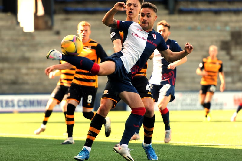 In action during the League Cup match against Alloa in July.