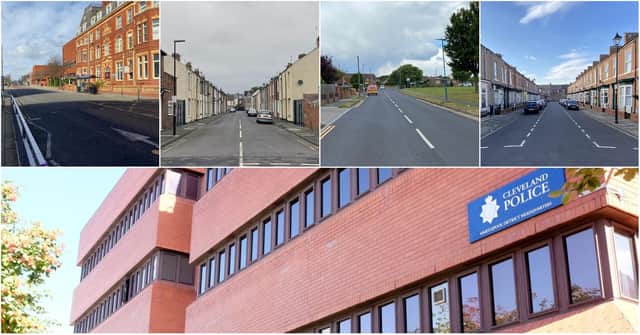 Some of the streets where most Hartlepool crime was reported to have taken place in September of this year.