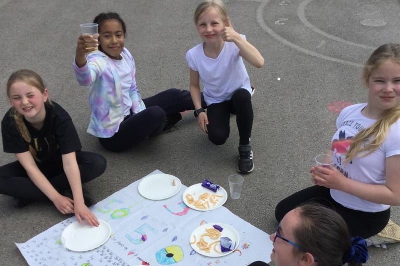 Pupils from year four enjoy their street party