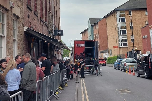 Fans queue for the Def Leppard gig at the Leadmill. Picture: Alastair Ulke