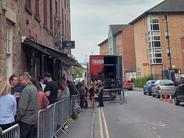 Fans queue for the Def Leppard gig at the Leadmill. Picture: Alastair Ulke