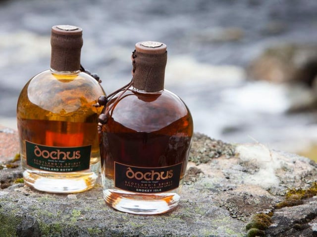 Blended and bottled in Scotland, Dochus is described as ‘third-generation’ product, using an advanced extraction process to derive the character of alcohol from aged wooden casks to create an authentic nose and taste.