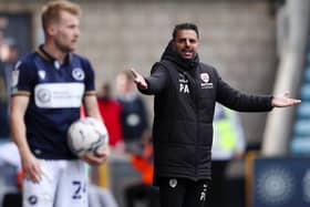 Poya Asbaghi, Manager of Barnsley reacts during the Sky Bet Championship match between Millwall and Barnsley at The Den. (Photo by Cameron Smith/Getty Images)
