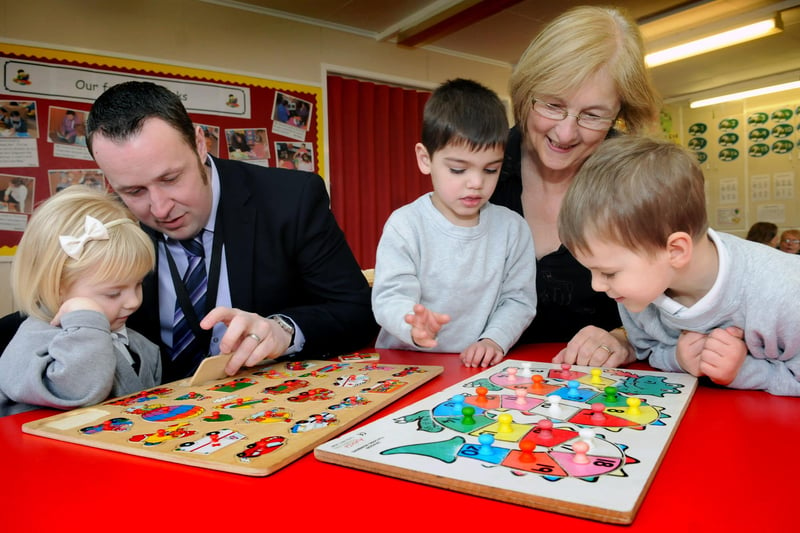 Coun Joan Atkinson visited Toner Avenue Primary School in 2013 with head teacher Kevin Burn, and nursery pupils. Can you spot a familiar face?