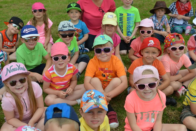 Class 4 in their shades as they enjoy the Eldon Academy Strawberry fun day.