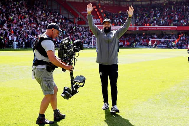 David McGoldrick takes in the applause as he says goodbye  to Sheffield United fans. Simon Bellis / Sportimage