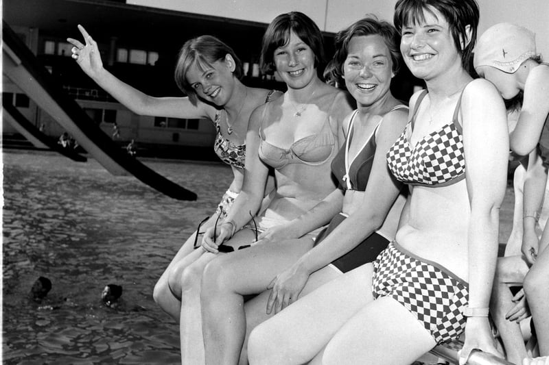 A group of girls enjoying the sun at Portobello swimming pool in July 1966.