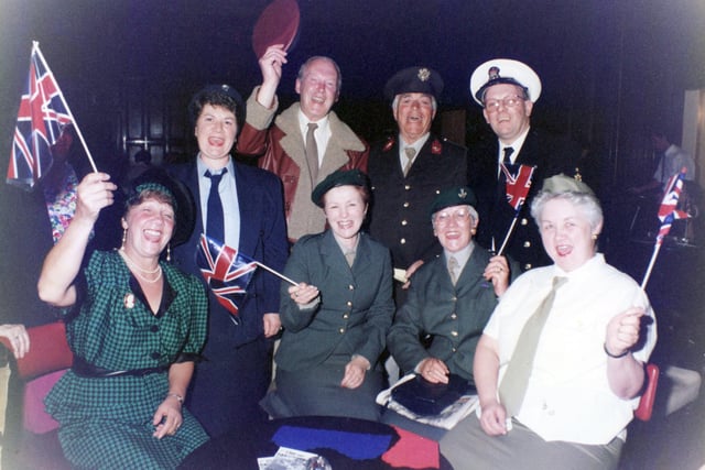 All dressed up and ready to party 1940s style at the City Hall Star VE Day Dance in 1995 are, back row, Diane Butterly, Mick McGovern, Henry Grayhurst and Brian Ball. Seated are Kath Grayhurst, Linda Bullas, Lily McGovern and Maureen Ball