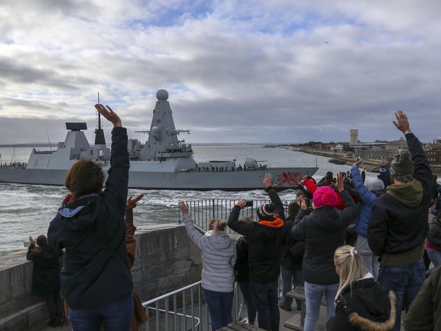 HMS Dragon enters Portsmouth Harbour