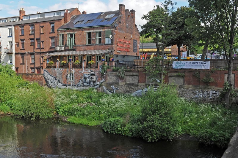 Kelham Island, considered one of the coolest places to live in the UK, has plenty of food and drink options including The Riverside (pictured) overlooking the River Don.