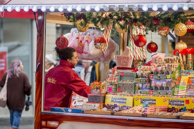 The 2017 Christmas market on Fargate in Sheffield city centre