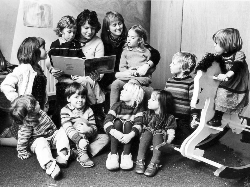 Pupils and staff at the Rudolph Steiner School, Sheffield, November 1985