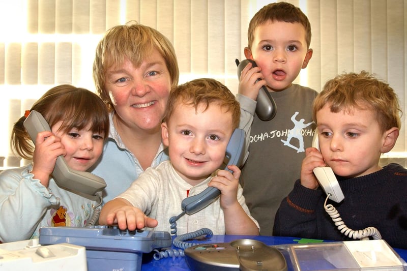 New starters on the phone at Seaham Harbour Nursery in 2005. Can you spot someone you know?