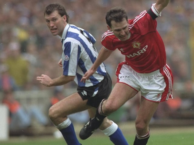 Pictured here upending Brian Robson in the 1991 League Cup final, Barnsley-born Peter Shirtliff was a rock at the back for the Owls in over 300 appearances across two spells, interspersed by a three-year sojourn at Charlton, who he now works for as a scout. Was manager of Mansfield following the departure of fellow former Owls Carlton Palmer and has coached at Tranmere, Swindown and Bury.