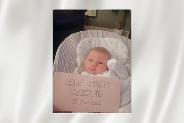 Orla Wendy O'Donnell from Kirkcaldy, born on June 5.