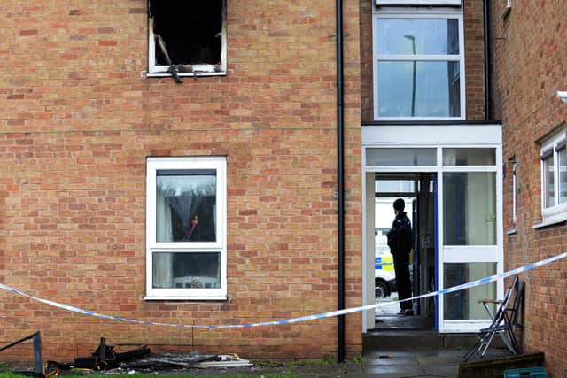 Police remained at the scene of the fire this morning (pic: Marie Caley)