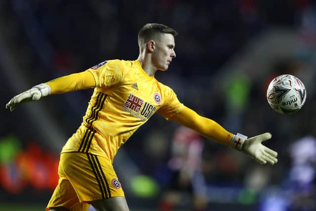 Manchester United goalkeeper Dean Henderson, who is currently on loan with Sheffield United. (Photo by Michael Steele/Getty Images)