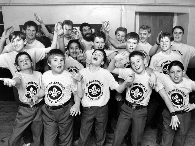 The 20th Sheffield (Ecclesall Church) Scout Group pictured in 1990