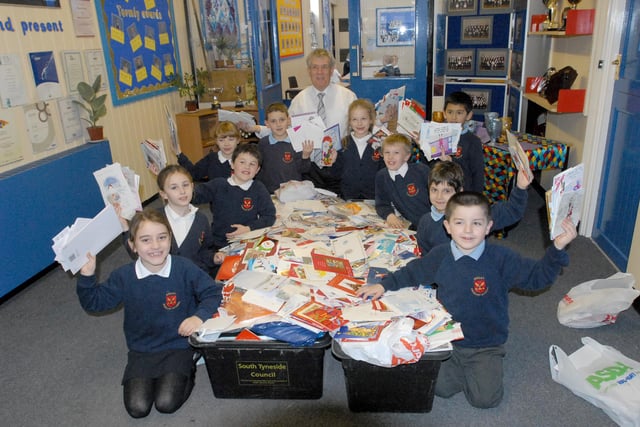 Head teacher Phil Grice and pupils at Ashley Primary School were recycling Christmas card in this scene from 2007. Can you spot someone you know?