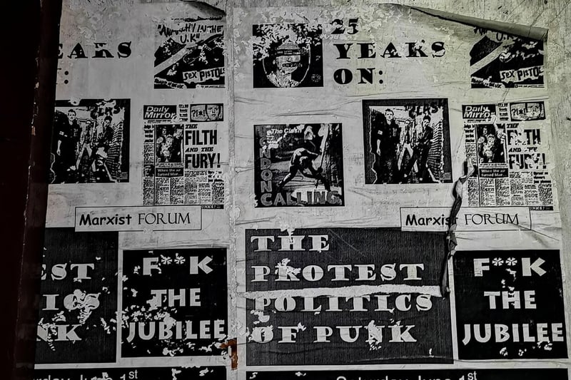 Posters on the walls of the former Citadel building in Sheffield city centre