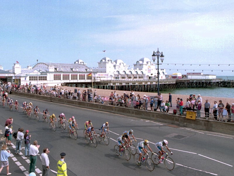 Riders pass South Parade Pier in Southsea on the way to the finish of Stage 5 of the Tour de France in 1994 in Portsmouth. Picture: Pascal Rondeau/ALLSPORT/ Getty Images