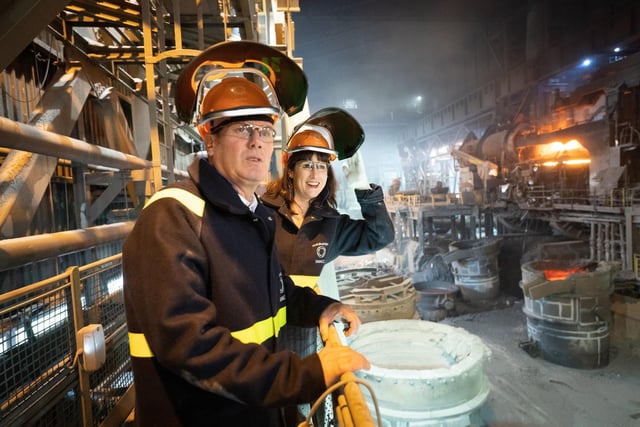 In October 2021, Labour leader Sir Keir Starmer and shadow chancellor Rachel Reeves visited the then Outokumpu Stainless site in Sheffield to discuss the impact of high energy costs on industry. Photo: Stefan Rousseau/PA Wire