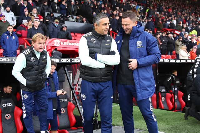 Stuart McCall, Jack Lester and Sheffield United manager Paul Heckingbottom currently form United's senior coaching set-up - but the boss wants more: Simon Bellis / Sportimage