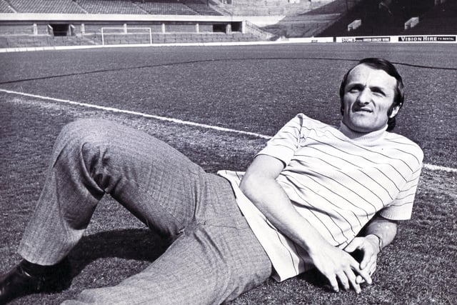 Wednesday skipper Peter Rodrigues relaxes on the Hillsborough pitch in May 1971.