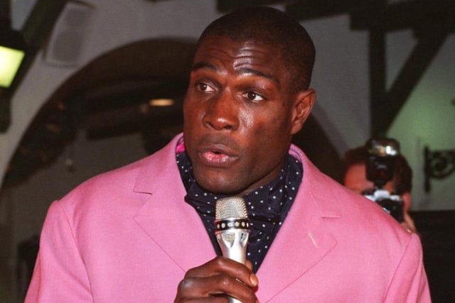 Frank Bruno at Meadowhall to switch on the lights in 1996