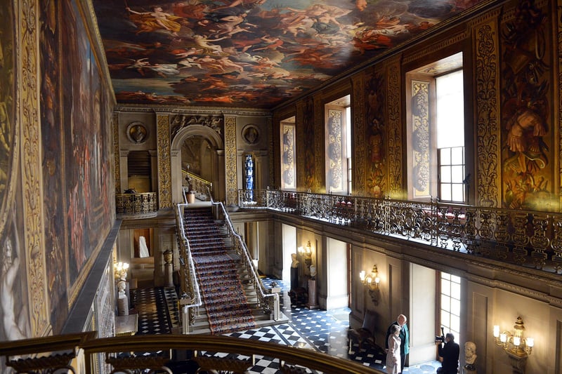 Chatsworth House reopening with the Duke and Duchess of Devonshire. In the painted hall.