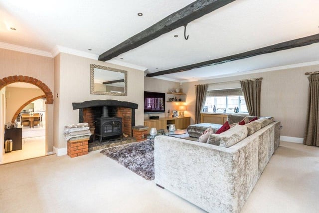 The lounge area is generous in size to provide a comfortable living space, and features a characterful beamed ceilings and an impressive Inglenook fireplace at its heart.