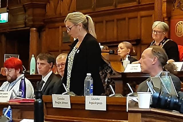 Sheffield City Council chief executive Kate Josephs apologises on behalf of the council for its actions over the street trees issue during an extraordinary council meeting looking at the highly-critical Lowcock Report