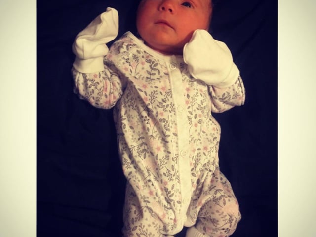 Baby Mia was born on 28 May