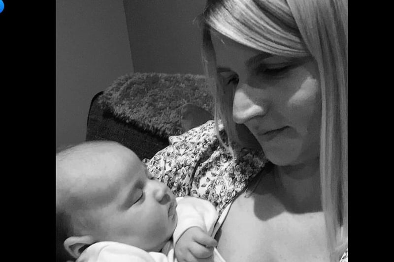 Nicola Stocks from Scawthorpe. With Baby Willow Rose who is nine weeks old