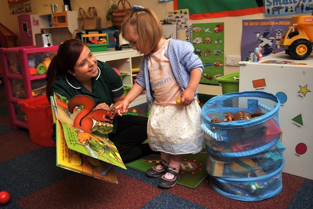 Whilst mum is busy in the fitness suite, nursery nurse Rochelle Hodgson is shown working with two year old Effie Smith in the Belle Vue Centre Nursery. This one takes us back to 2014.