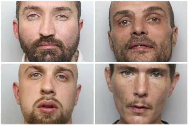 All of these defendants have been jailed over the last week. 
Top row, left to right: Louis Williams and Darren Mansell
Bottom row, left to right: Sean Frawley and Martin Marshall