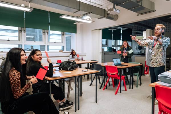 College students taking part in a 'red flag' exercise during an Early Support Hub session
