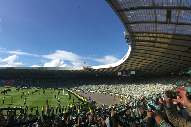 Hibs fans belt out The Proclaimers' anthem in the Hampden stands